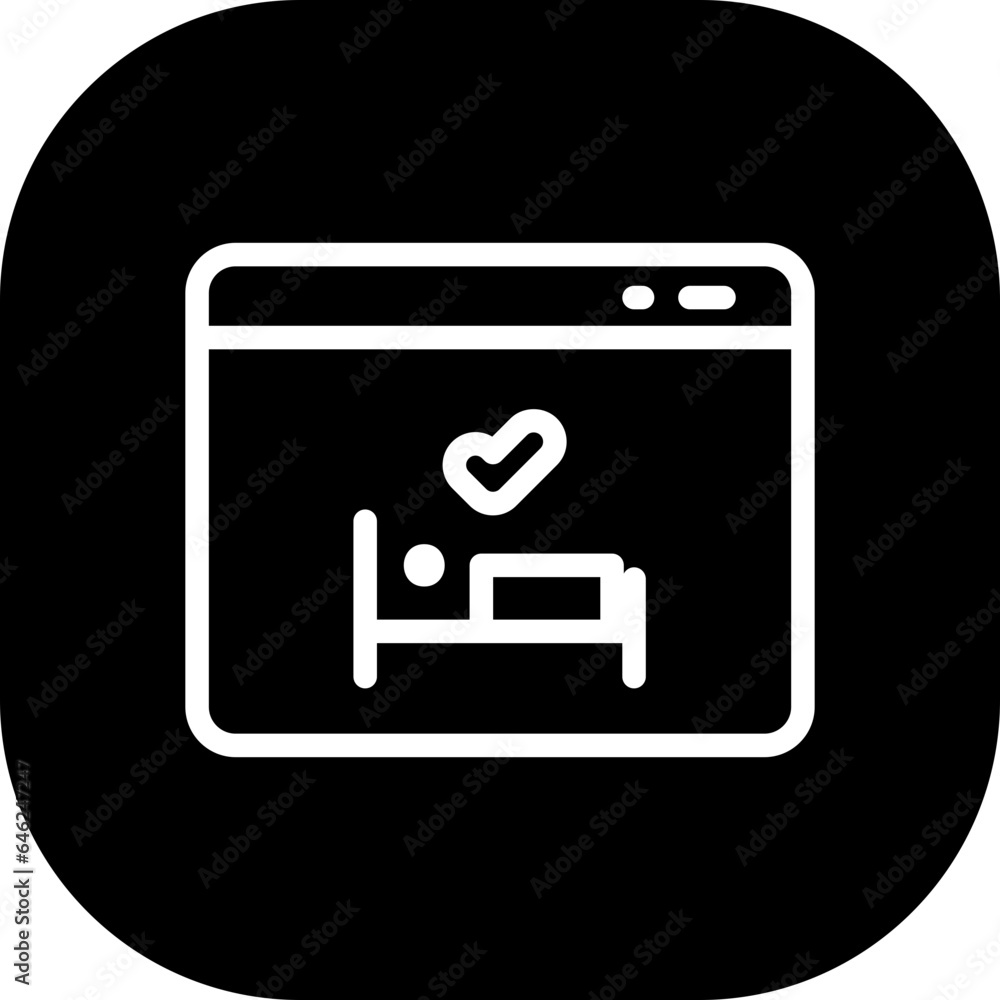 Online reservation hotel icon with black filled line outline style. online, internet, reservation, service, order, web, sign. Vector Illustration Online reservation hotel icon with black filled line outline style. online, internet, reservation, service, order, web, sign. Vector Illustration