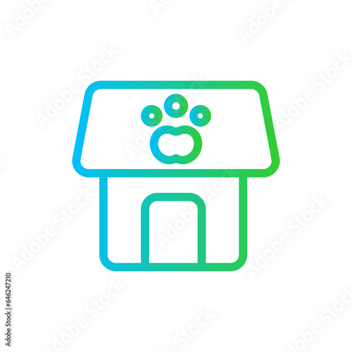 Pet hotel hotel icon with blue and green gradient outline style. service, hotel, travel, line, symbol, sign, vacation. Vector Illustration