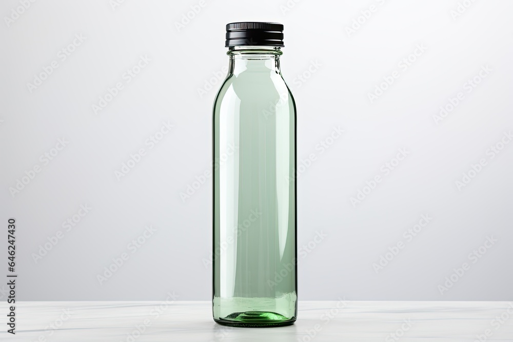 Reusable water bottle on a plain white background with copy space Reusable water bottle on a plain white background with copy space