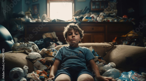 Messy boy Living Room movie shot