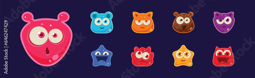 Funny Jelly Characters Emotion with Muzzle Vector Set