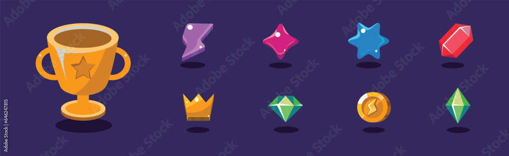Game Icon and Glossy UI Design Element Vector Set Game Icon and Glossy UI Design Element Vector Set