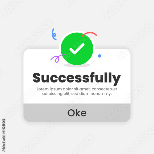 congratulation, done, successful. check mark pop up information message ui concept illustration flat design vector eps10. simple, modern graphic element for landing page, infographic