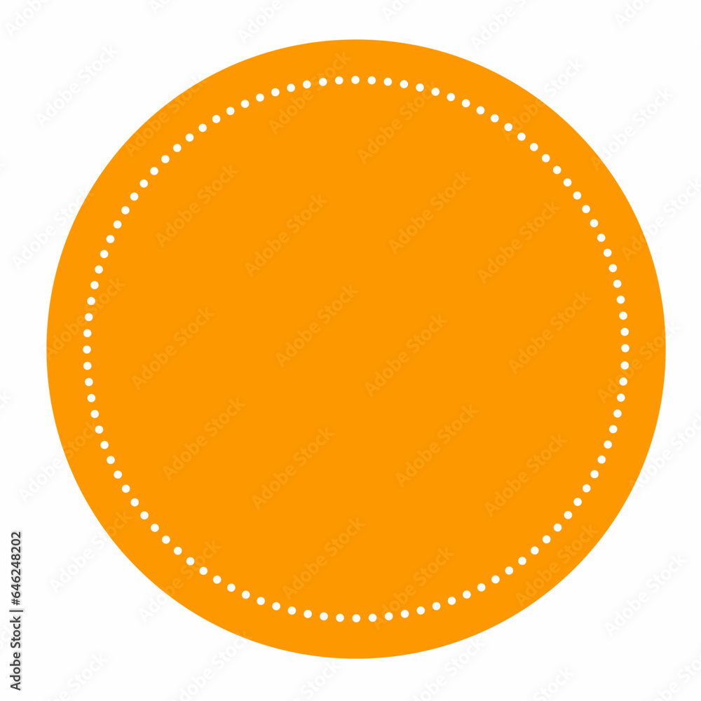 orange blank icon background with dash frame inside, blank circle label element design orange blank icon background with dash frame inside, blank circle label element design