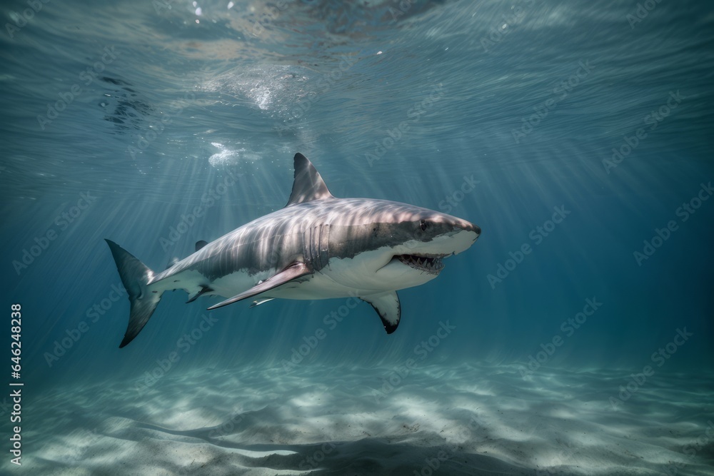 Fototapeta premium Great white shark underwater