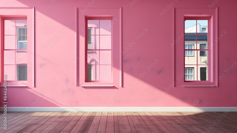 ピンク色の内装の壁　インテリアイメージ