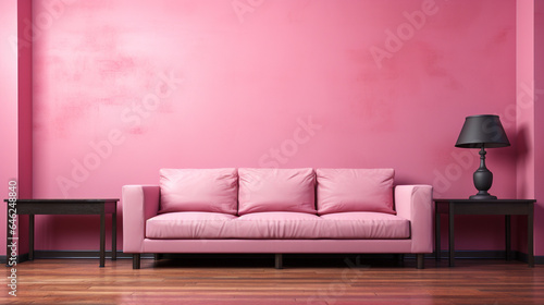 ピンク色の内装の壁 インテリアイメージ