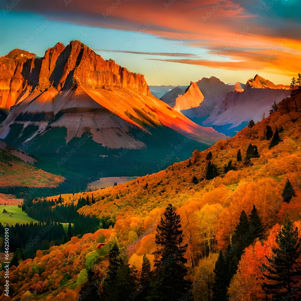 Fototapeta premium sunrise in the mountains