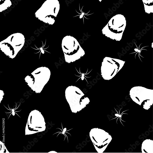 Patrón con fantasmas y arañas de Halloween. Todos los Santos