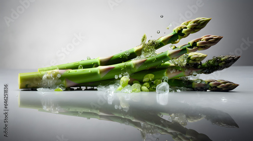 Fresh, juicy and springy asparagus, isolated, pristine look. Generative AI, Generative, AI