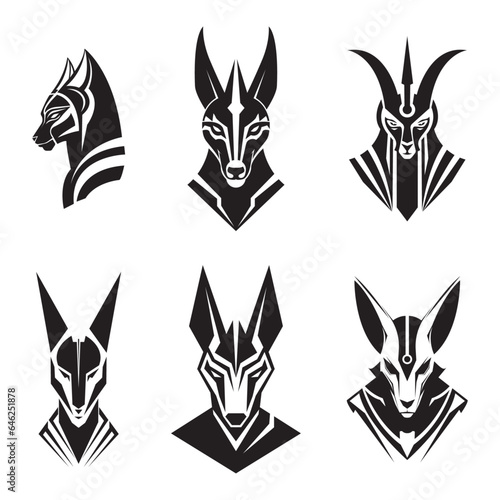 Anubis logo set - vector illustration, emblem design on white background.