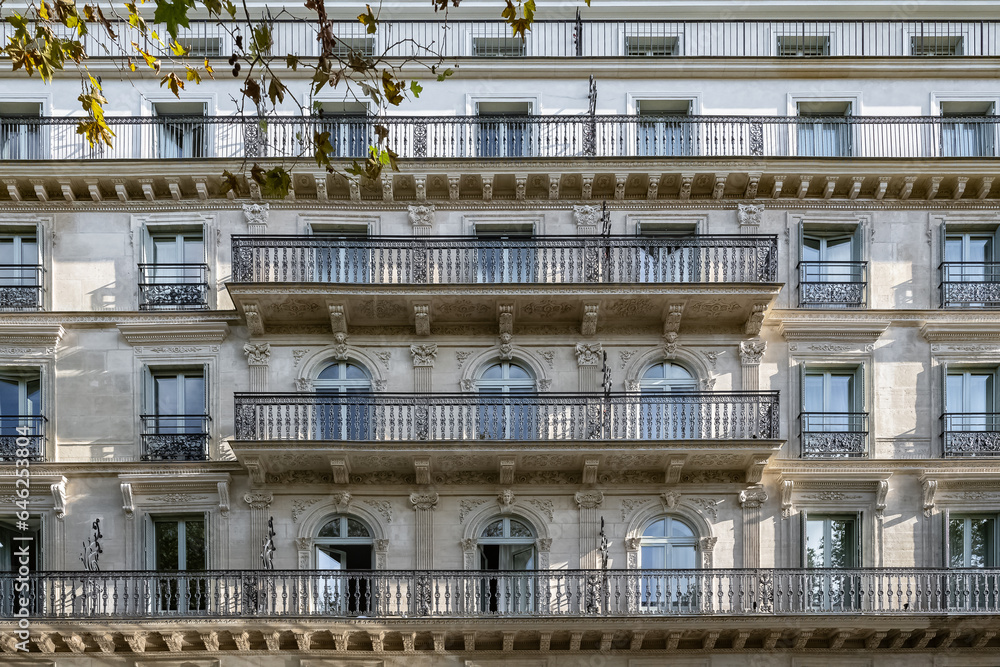 Paris, beautiful building boulevard Malhesherbes, in a luxury district 
