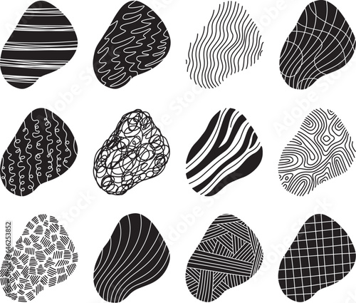 Set of vector abstract handmade graphic elements isolated on white, for decoration, invitations, posters, card, fabric