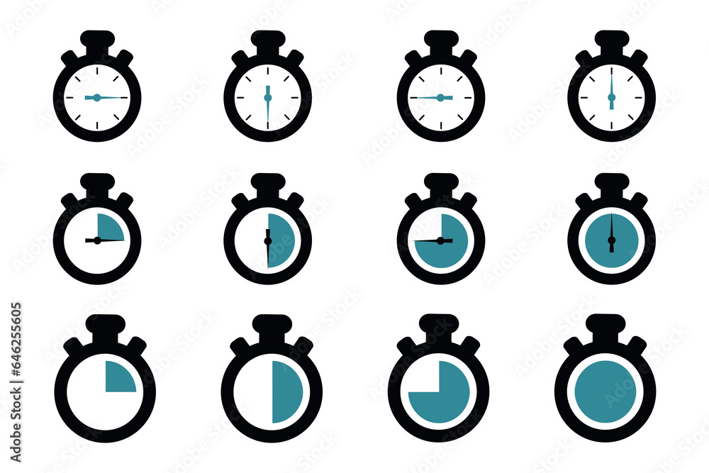 Timer, Clock Icon Set - Different Vector Illustrations - Isolated On ...