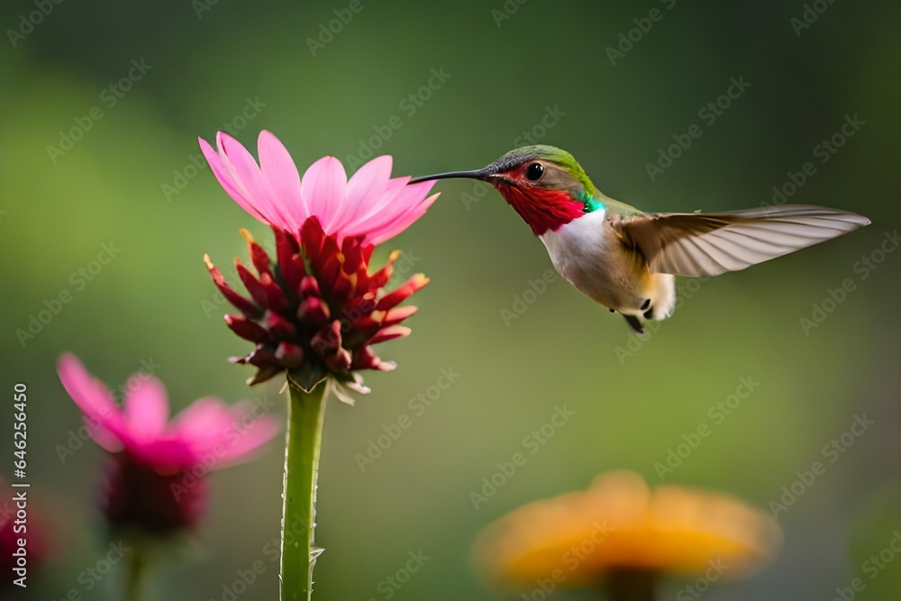 Fototapeta premium hummingbird and flower
