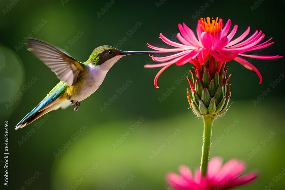 Naklejka premium hummingbird and flower