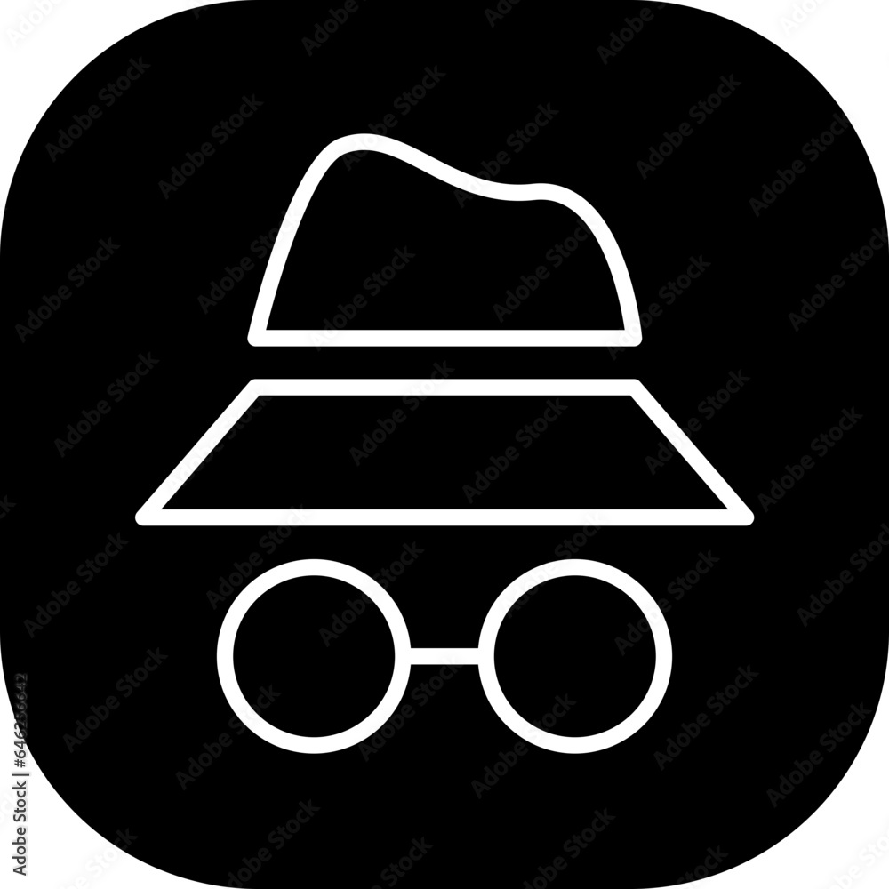 Incognito cyber security icon with black filled line outline style. incognito, anonymous, spy, security, hat, private, hacker. Vector Illustration Incognito cyber security icon with black filled line outline style. incognito, anonymous, spy, security, hat, private, hacker. Vector Illustration