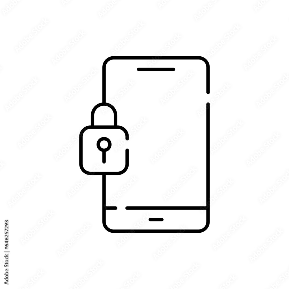 Smartphone security cyber security icon with black outline. smartphone, technology, online, privacy, internet, lock, data. Vector illustration Smartphone security cyber security icon with black outline. smartphone, technology, online, privacy, internet, lock, data. Vector illustration