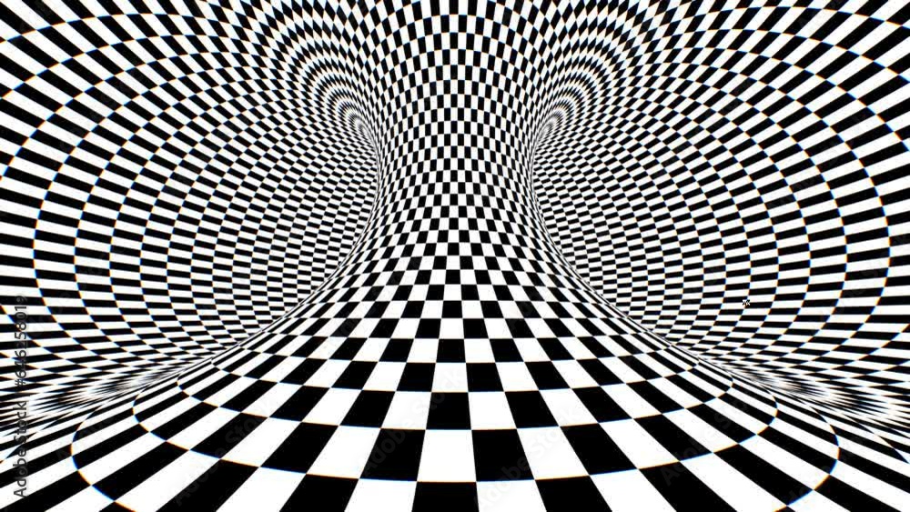 Checkerboard Animation Black And White Optical Illusion Moving Checkerboard Pattern 3D Torus ...