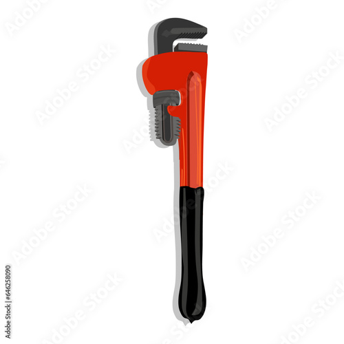 Plumbing wrench on white background, vector illustration. 