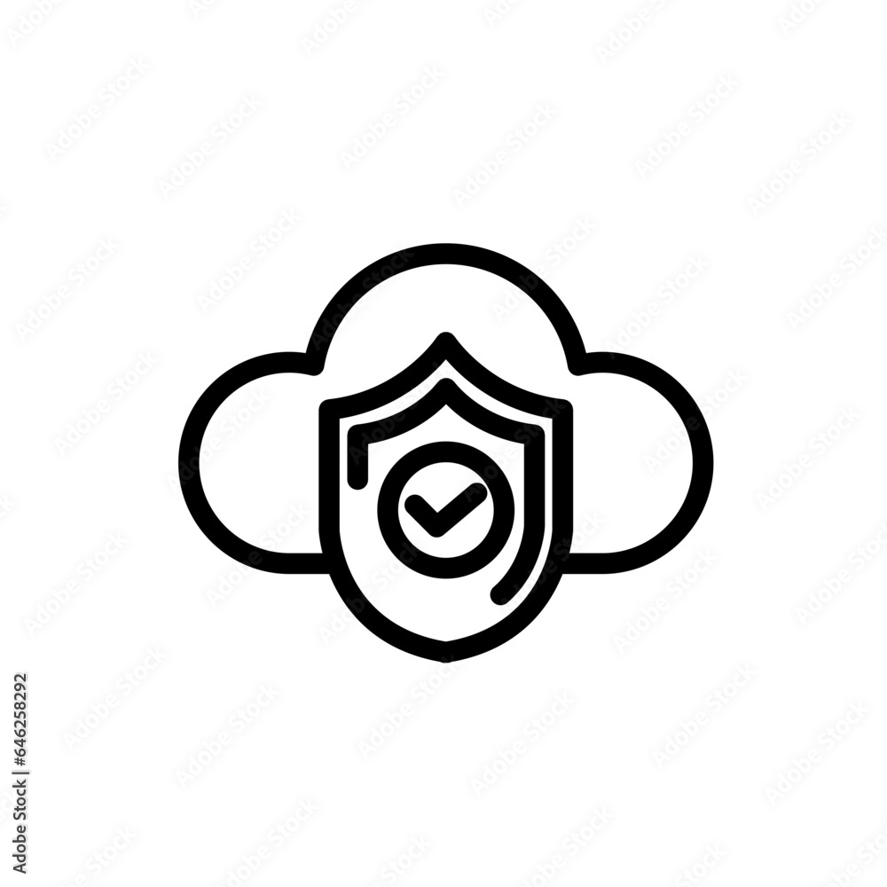 Cloud cyber security icon with black outline style. cloud, set, web, internet, symbol, technology, network. Vector Illustration Cloud cyber security icon with black outline style. cloud, set, web, internet, symbol, technology, network. Vector Illustration