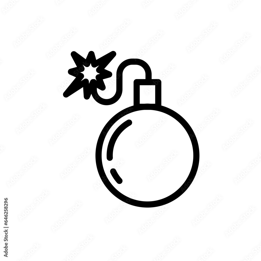 Bomb cyber security icon with black outline style. sign, isolated, white, web, symbol, background, concept. Vector Illustration Bomb cyber security icon with black outline style. sign, isolated, white, web, symbol, background, concept. Vector Illustration