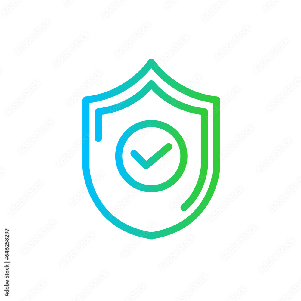 Protection cyber security icon with blue and green gradient outline style. protection, outline, shield, symbol, stroke, thin, security. Vector Illustration Protection cyber security icon with blue and green gradient outline style. protection, outline, shield, symbol, stroke, thin, security. Vector Illustration