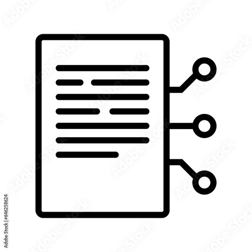 Icon of document creation by artificial intelligence. Vector. Isolated on white.