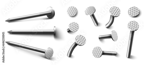 Nails screw-bolt isolated isometric vector illustration set