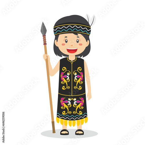 Dayak People Characters Preparing to Hunt