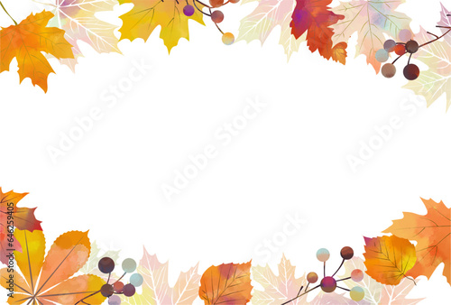 Cadre d' vectorielle de feuilles de plantes d'automne  aquarelle