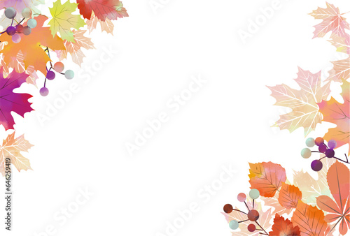 Cadre d'illustration vectorielle de feuilles de plantes d'automne  aquarelle