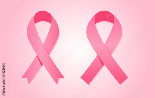 Pink Ribbon Vectors. Symbol of national breast cancer awareness month in October.