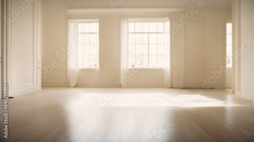 empty white room with window. Liminal space concept 