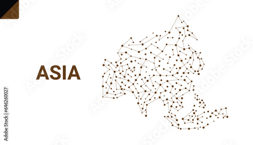 Map of Asia made from points and lines on a white background. Geopolitical connectivity technology concept.