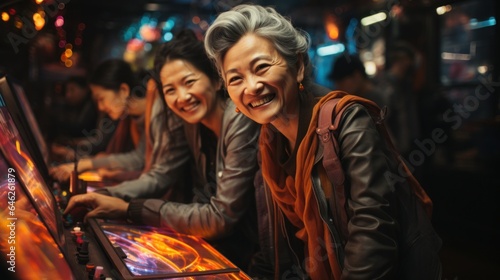 Asian group of senior women managing servers in a data center. Generative AI