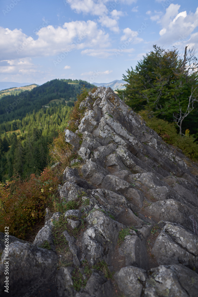 Detunatele basalt rock formations