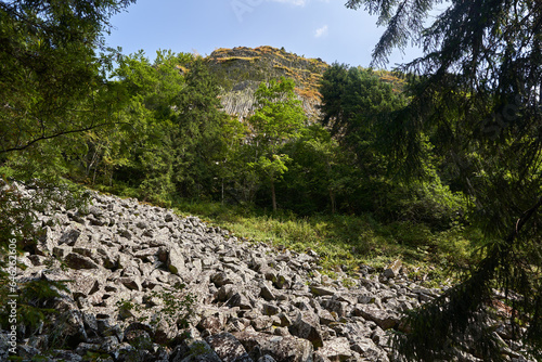 Detunatele basalt rock formations