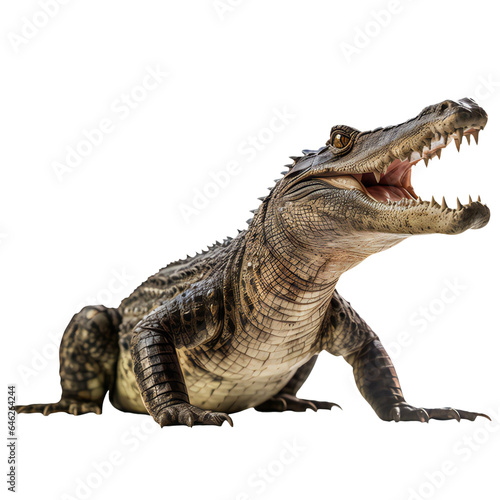 Large Crocodile open mouth isolated on transparent