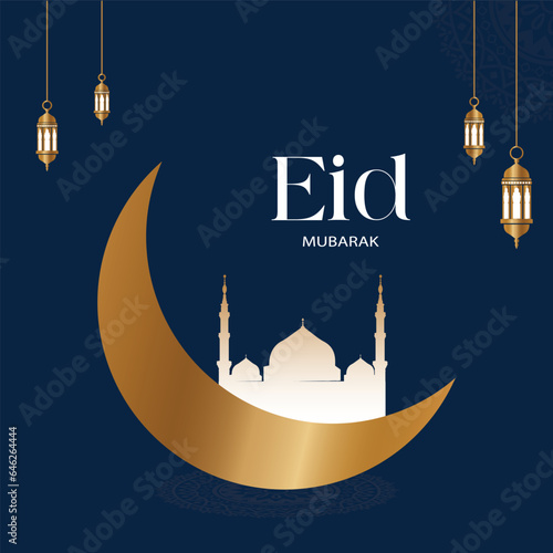 vector stylish islamic eid mubarak elegant background blue