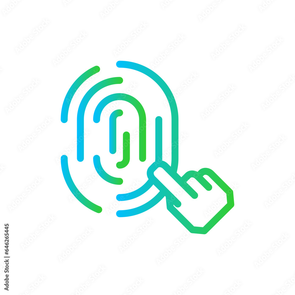 Fingerprint cyber security icon with blue and green gradient outline style. fingerprint, security, protection, password, finger, symbol, technology. Vector Illustration Fingerprint cyber security icon with blue and green gradient outline style. fingerprint, security, protection, password, finger, symbol, technology. Vector Illustration