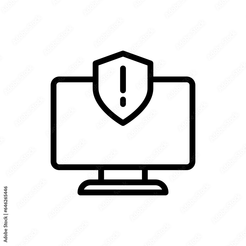Alert cyber security icon with black outline style. alert, signal, sign, alarm, attention, message, mark. Vector Illustration Alert cyber security icon with black outline style. alert, signal, sign, alarm, attention, message, mark. Vector Illustration