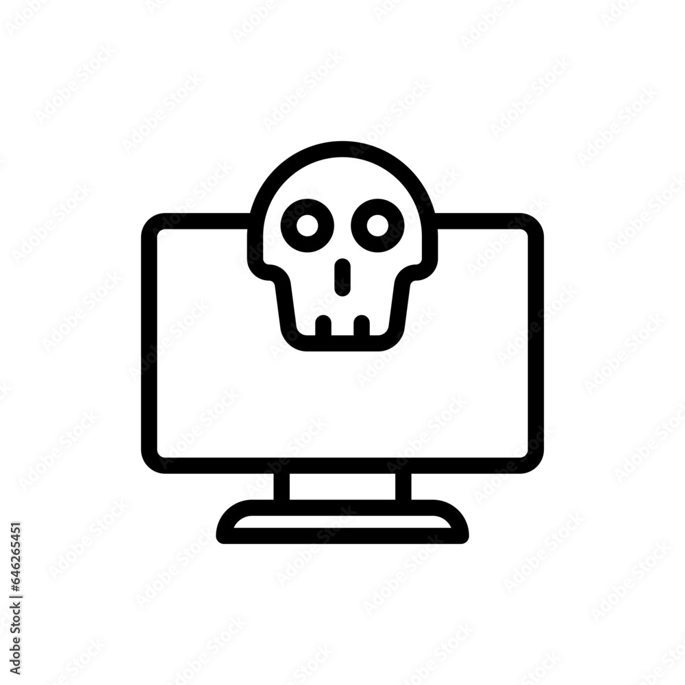 Malware cyber security icon with black outline style. malware, virus, security, computer, technology, internet, protection. Vector Illustration Malware cyber security icon with black outline style. malware, virus, security, computer, technology, internet, protection. Vector Illustration
