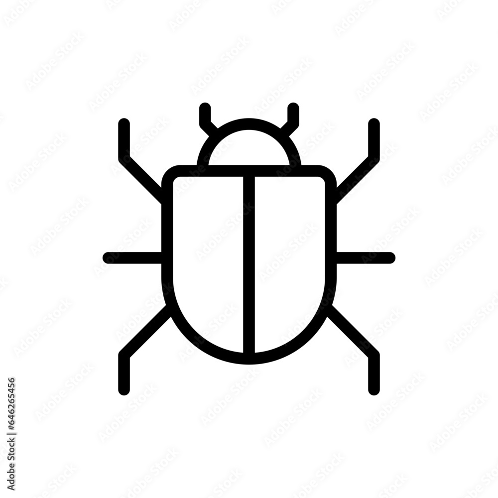 Bug cyber security icon with black outline style. bug, set, outline, line, symbol, computer, sign. Vector Illustration Bug cyber security icon with black outline style. bug, set, outline, line, symbol, computer, sign. Vector Illustration