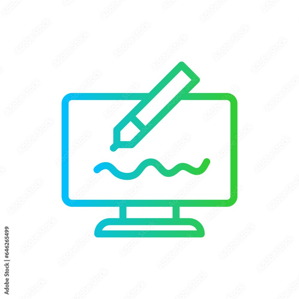 Digital signature cyber security icon with blue and green gradient outline style. signature, digital, pen, sign, online, business, agreement. Vector Illustration Digital signature cyber security icon with blue and green gradient outline style. signature, digital, pen, sign, online, business, agreement. Vector Illustration