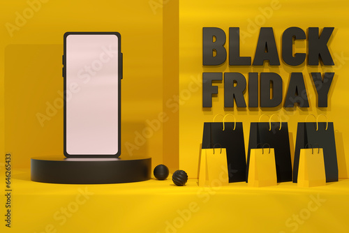 Black Friday Concept Yellow Background