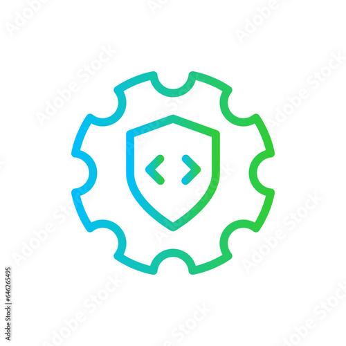 Security engineering cyber security icon with blue and green gradient outline style. security, engineering, business, symbol, technology, design, concept. Vector Illustration