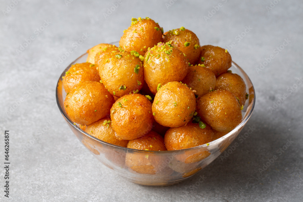 Traditional Turkish Lokma Sweet. Turkish name; lokma Traditional Turkish Lokma Sweet. Turkish name; lokma