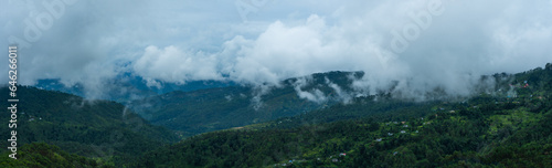 clouds floating over the mountain range, Binsar road Kasardevi, Almora, Uttarakhand, rainy season, monsoon India