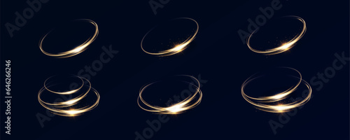 
Glowing spiral. Abstract circle lines effect. Rotating shiny rings. Glowing circular lines. Glowing ring trail.Vector.